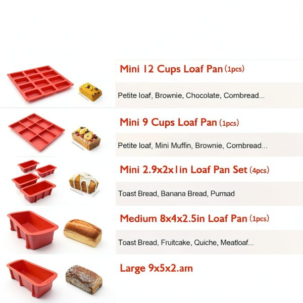 Walfos Silicone Mini Loaf Pan Flexible Non-Stick Baking-3