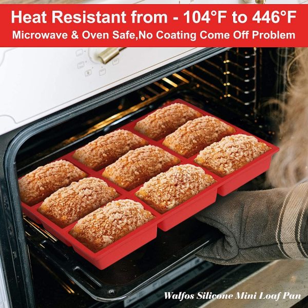 Walfos Silicone Mini Loaf Pan Oven Microwave Safe-2