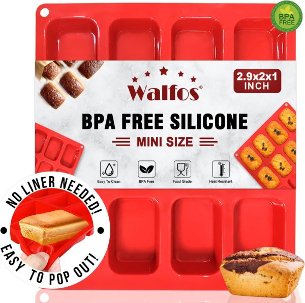 Walfos Silicone Mini Loaf Pan Nonstick Dishwasher Safe-0