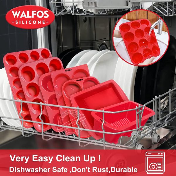 Walfos Silicone Mini Loaf Pan Oven Microwave Safe-6