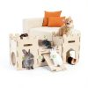 HIIMALEX Wooden Bunny Castle Multi‑Story Habitat-1