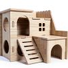 Wooden Hamster House lenpestia Double Layer-2