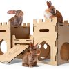 HIIMALEX Wooden Bunny Castle Multi‑Story Habitat-0