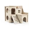 Wooden Hamster House lenpestia Double Layer-1