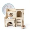 Wooden Hamster House lenpestia Double Layer-6