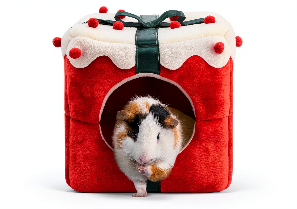 Guinea pig hideout placed in a pet cage
