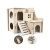Wooden Hamster House lenpestia Double Layer-5