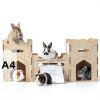HIIMALEX Wooden Bunny Castle Multi‑Story Habitat-5