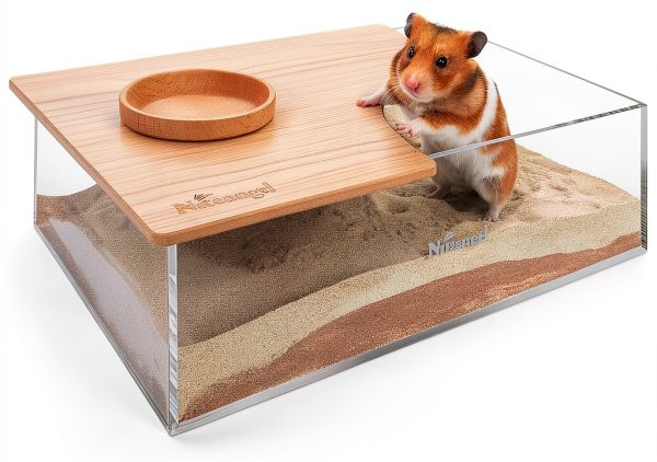 Sand Bath Box Niteangel Acrylic Hamster Habitat Transparent Half Lid-0