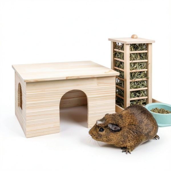 Guinea Pig Hideout Niteangel Solid Wood HIPCHEW100 Large Shelter-3