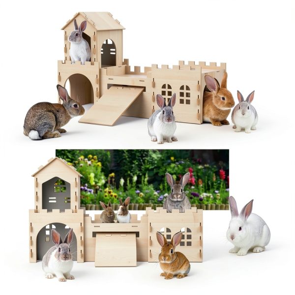 TankMatDecor Extra Large Dual Layer Rabbit Hideout Model RH-01 with-2