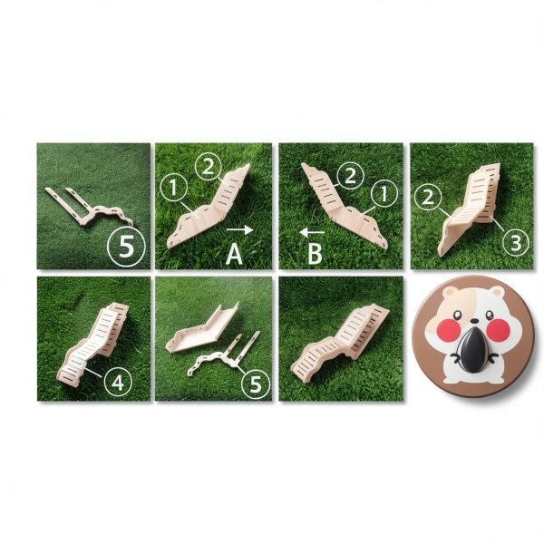 kcrygogo Solid Beech Small Animal Habitat Ladder Tunnel Enrichment Set-6