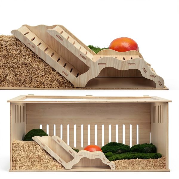 kcrygogo Solid Beech Small Animal Habitat Ladder Tunnel Enrichment Set-7